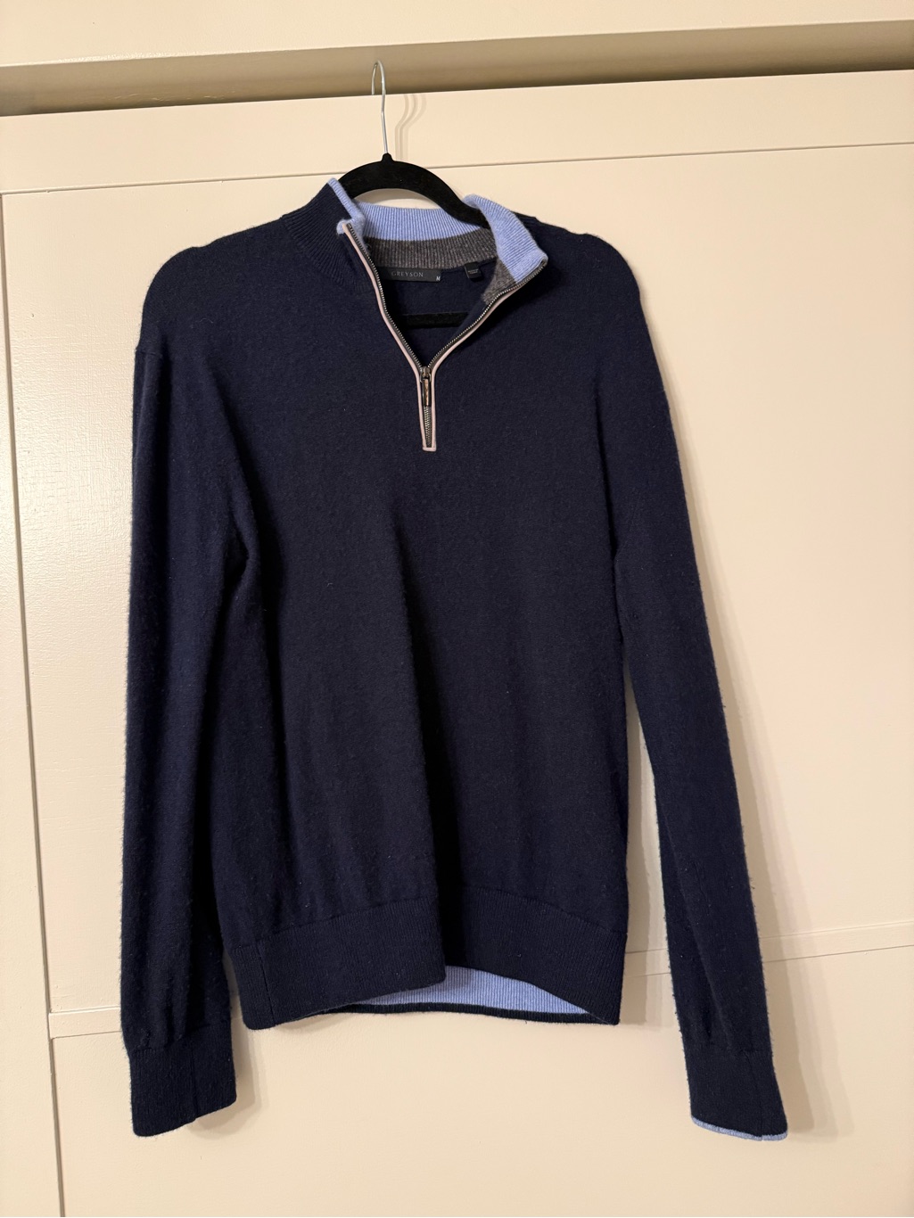 Greyson Sebonack Cashmer Q Zip Mens Medium Navy Blue